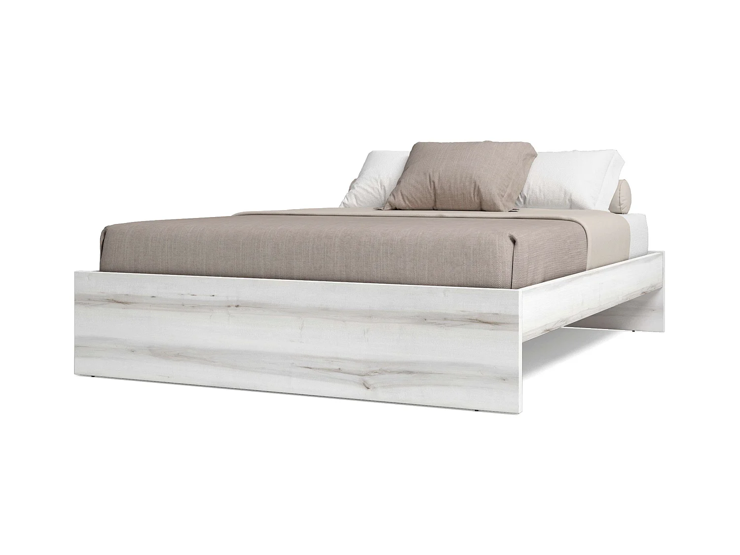 Chambre à coucher avec lit double contemporain blanc Hoop 150x190 cm