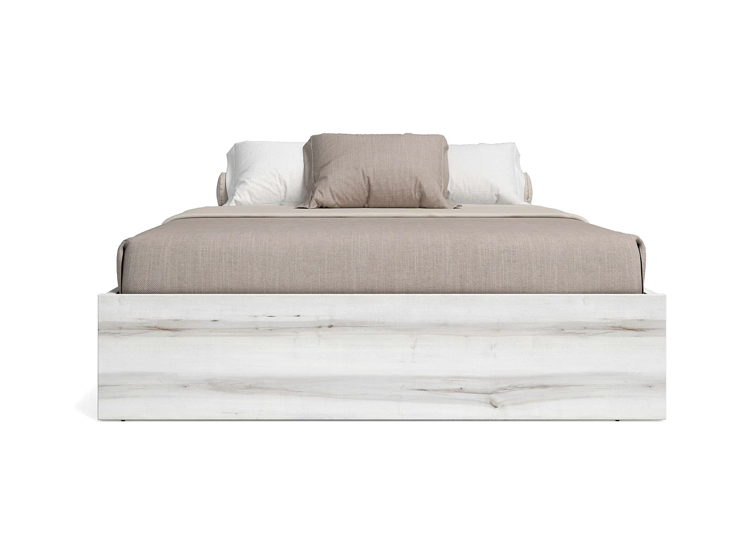 Chambre à coucher avec lit double contemporain blanc Hoop 150x190 cm