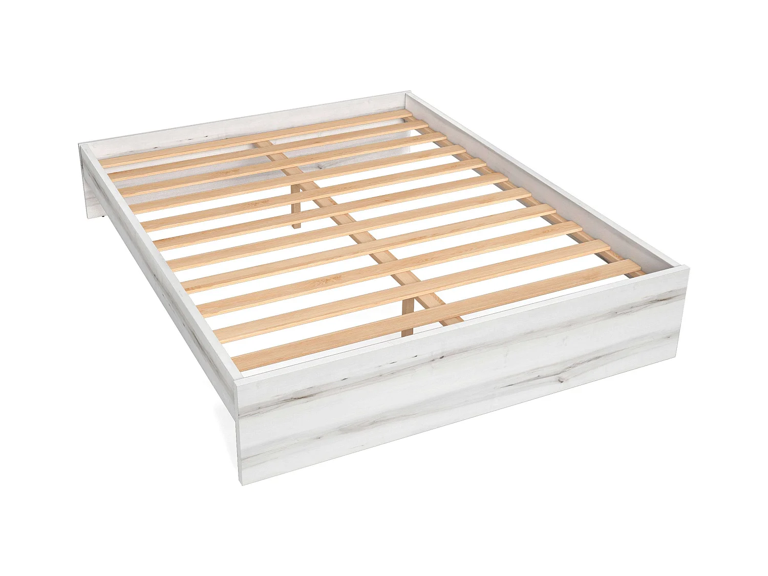 Chambre à coucher avec lit double contemporain blanc Hoop 150x190 cm