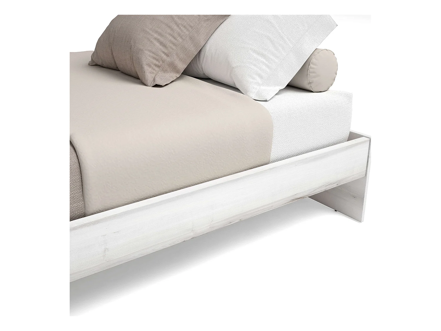 Chambre à coucher avec lit double contemporain blanc Hoop 150x190 cm