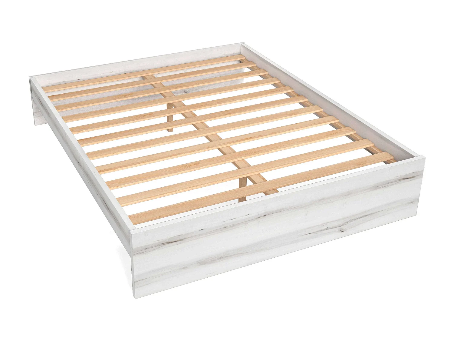 Chambre à coucher avec lit double contemporain blanc Hoop 150x190 cm