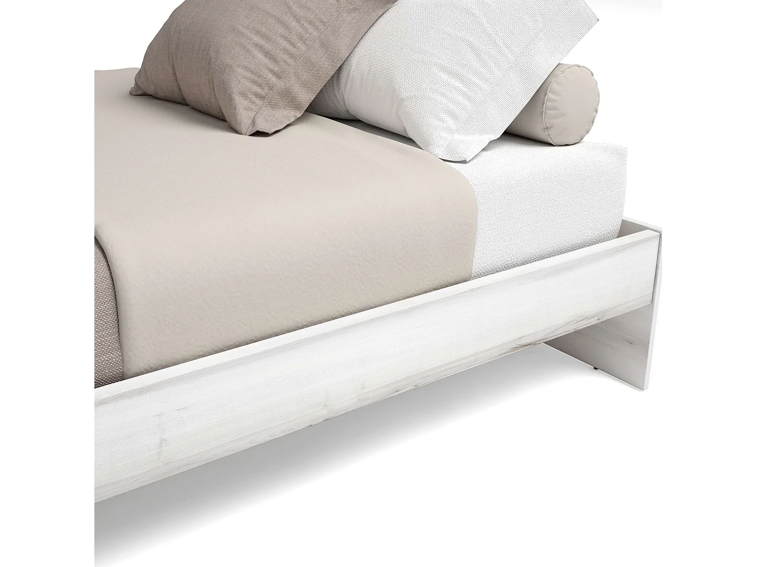 Chambre à coucher avec lit double contemporain blanc Hoop 150x190 cm