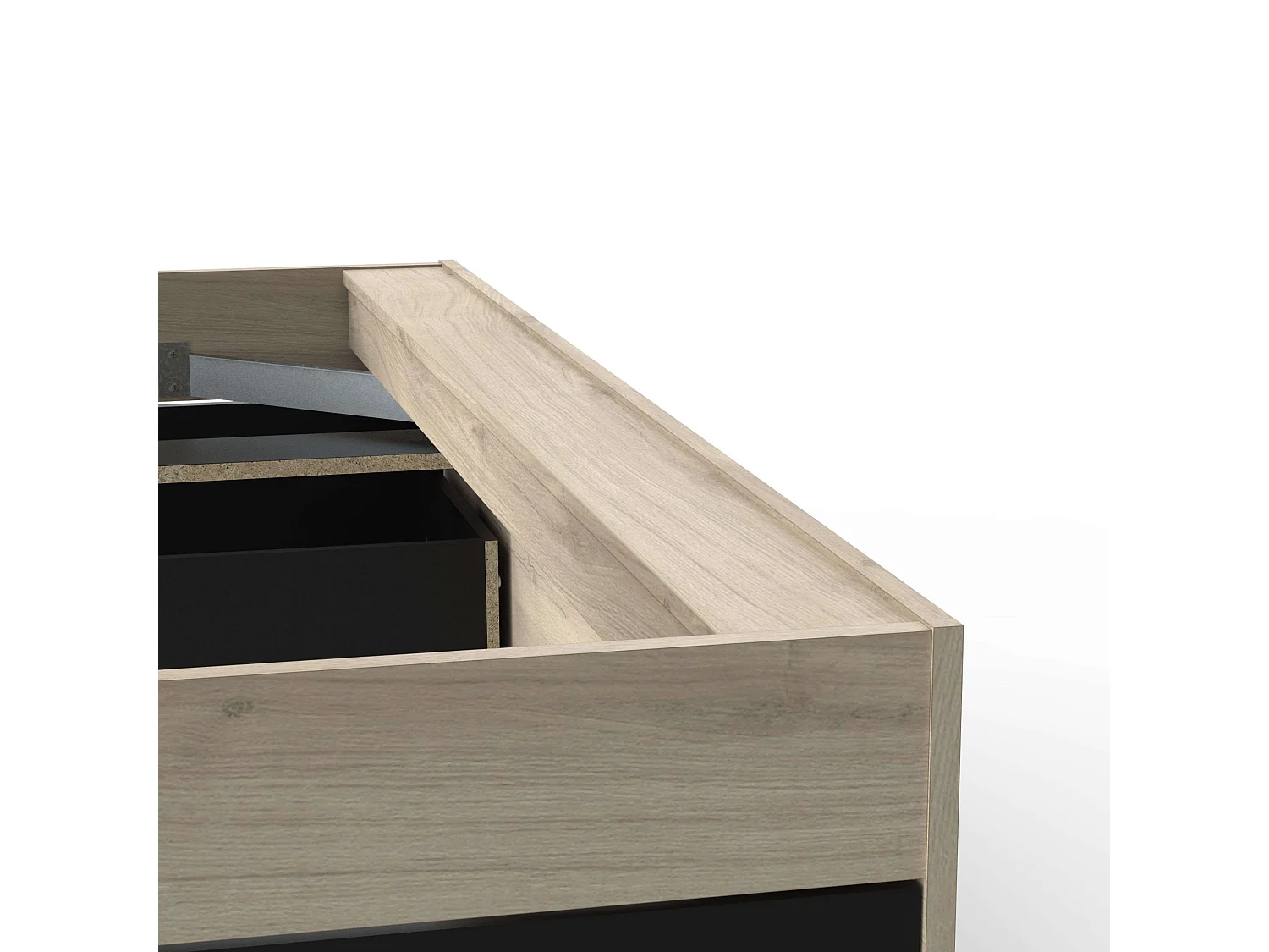 Cama matrimonio Life Cabecero 2C 135/140x190/200 Roble Kronberg/Negro mate