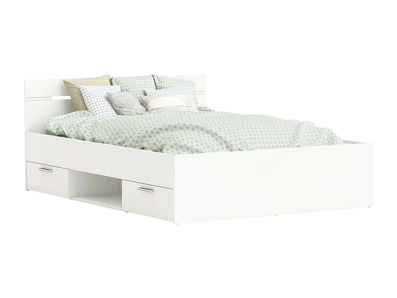 Cama Matrimonio Cajones Michigan Blanco 135cm/140cm