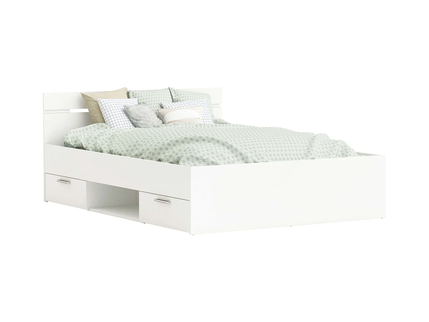 Cama Matrimonio Cajones Michigan Blanco 135cm/140cm