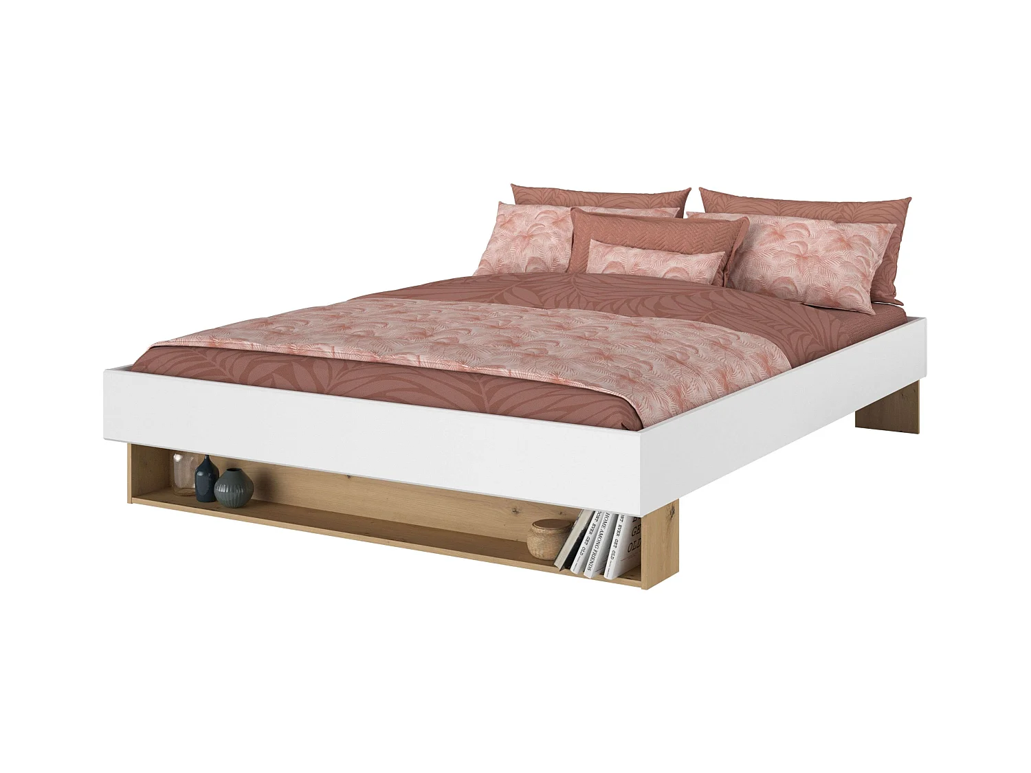 Cama Matrimonio Lampe Roble Blanco 160x200 cm