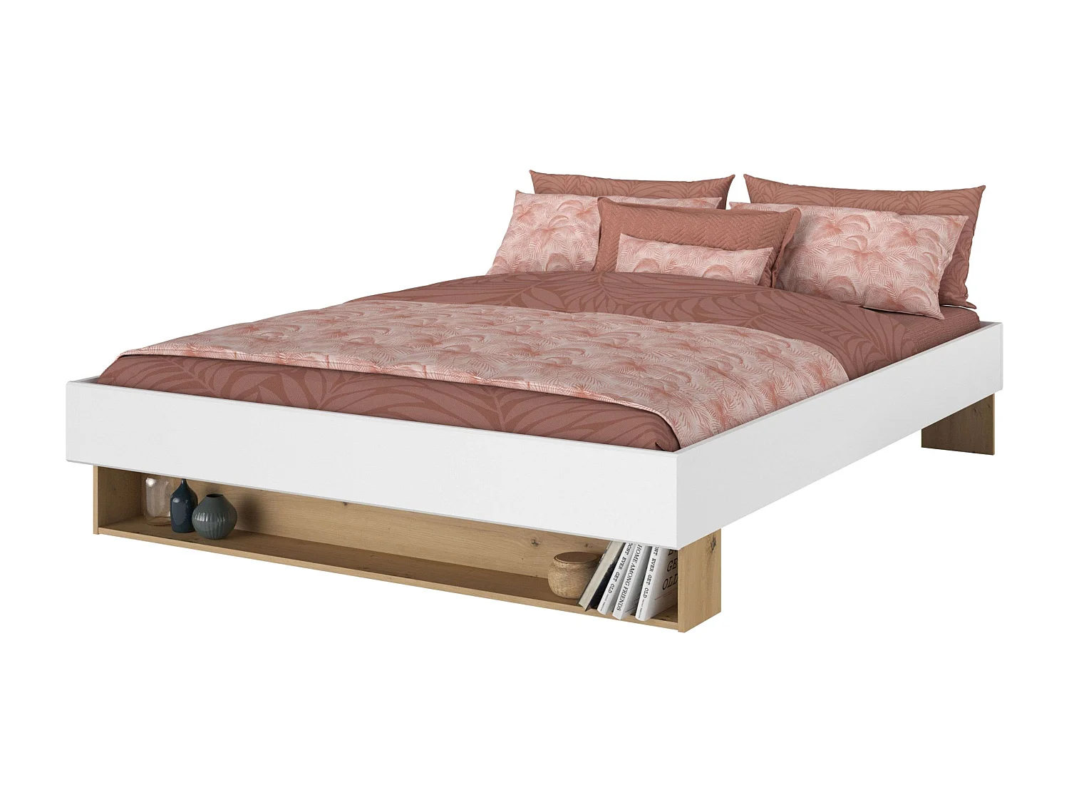 Cama Matrimonio Lampe Roble Blanco 160x200 cm