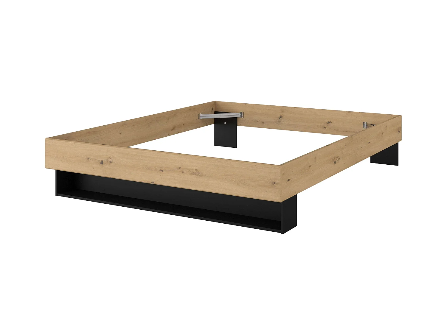 Pack Cama Doble Lampe con Cajones y Cabecero Negro/Roble 160x200