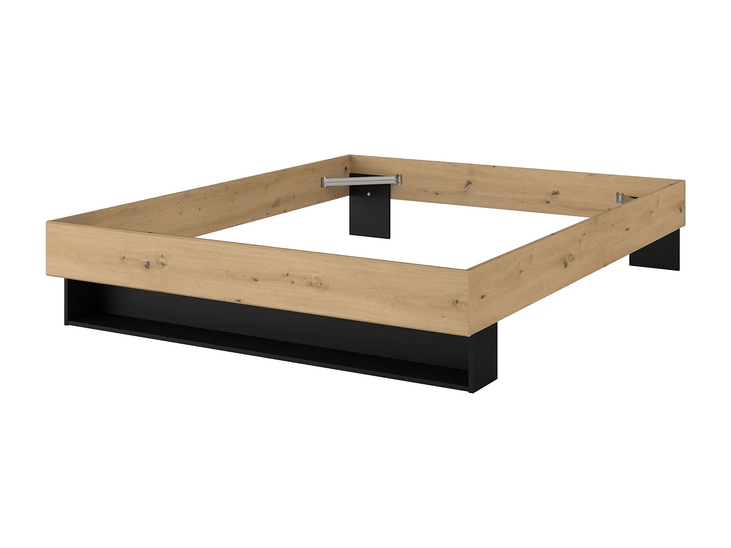 Pack Cama Doble Lampe con Cajones y Cabecero Negro/Roble 160x200