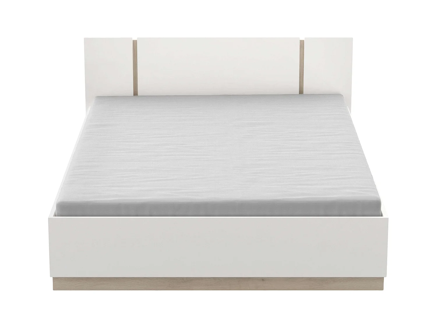 Cama de casal Watson em melamina branca fosca Kronberg Oak 135-140X190 cm