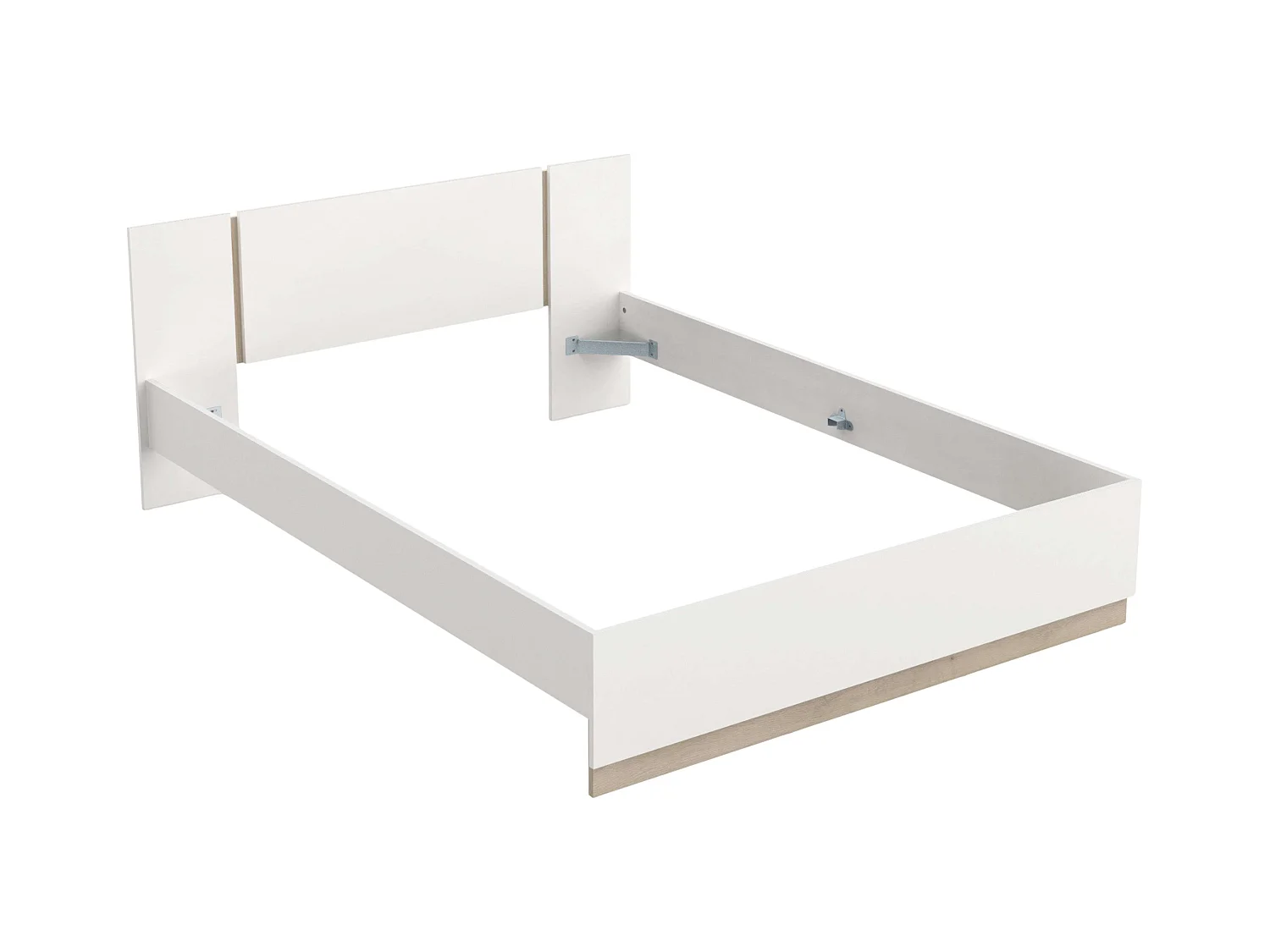 Cama de casal Watson em melamina branca fosca Kronberg Oak 135-140X190 cm