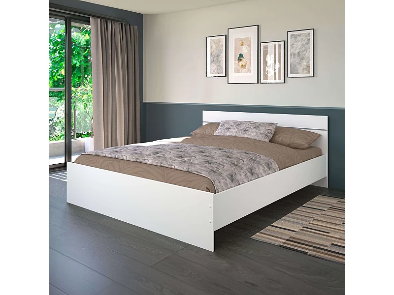 Cama Matrimonial Roco Contemporánea Blanca 160x200 cm Dormitorio