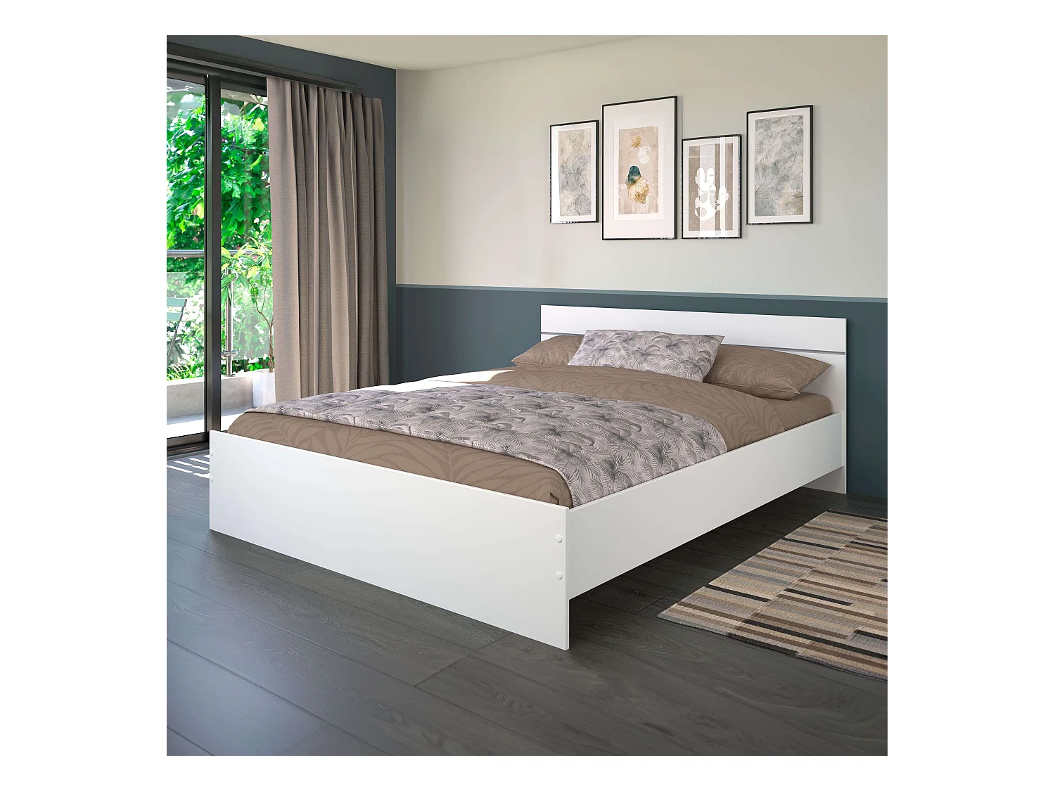 Cama Matrimonial Roco Contemporánea Blanca 160x200 cm Dormitorio