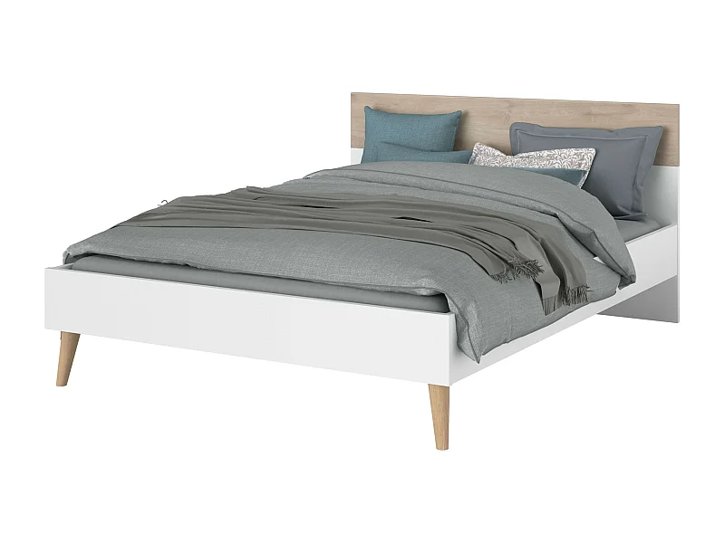 Cama Osaka Matrimonio Nórdico Roble Japonés/Blanco 135-140x190 cm