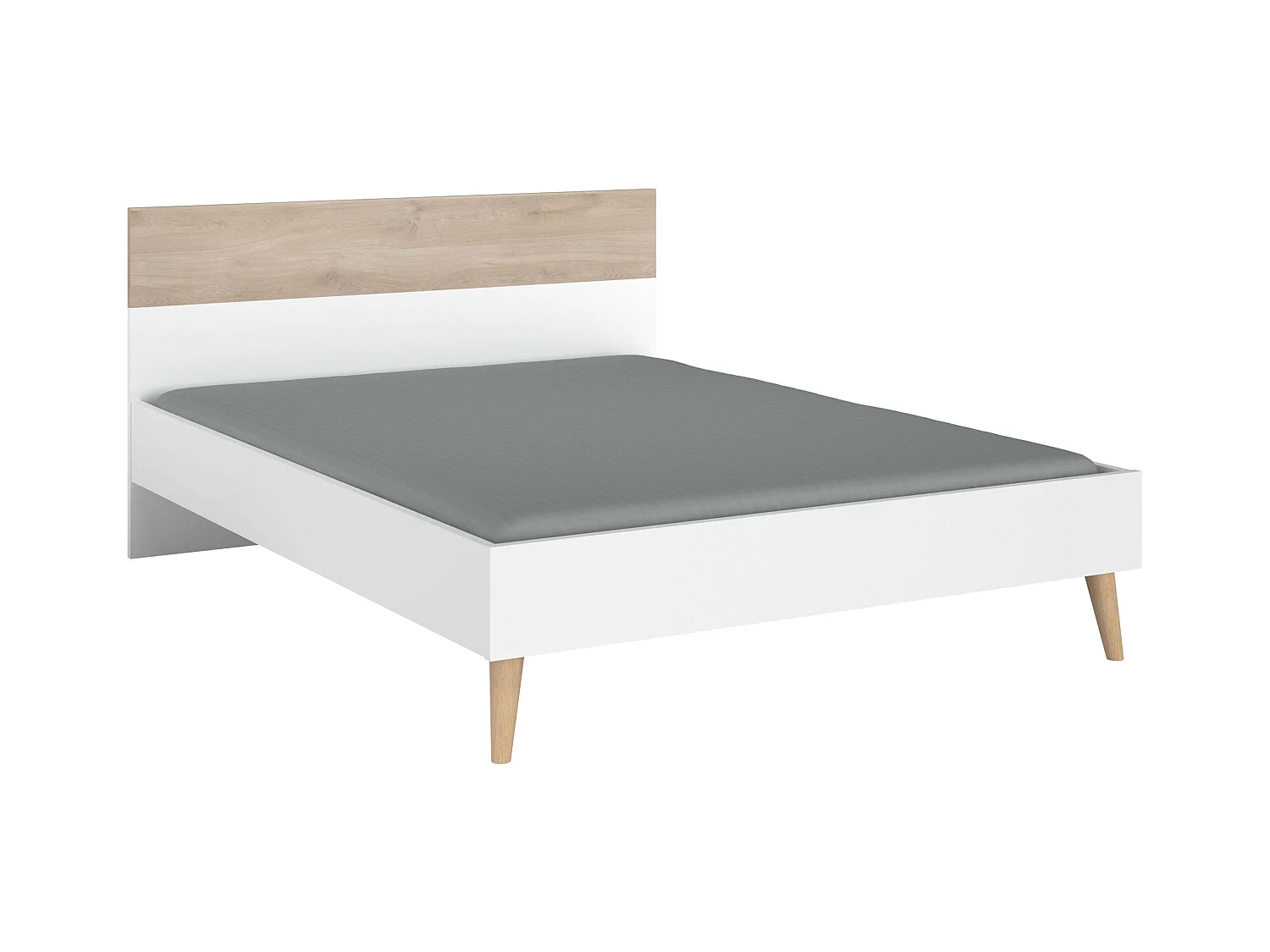 Cama de casal nórdica Osaka carvalho japonês/branco 135-140x190 cm