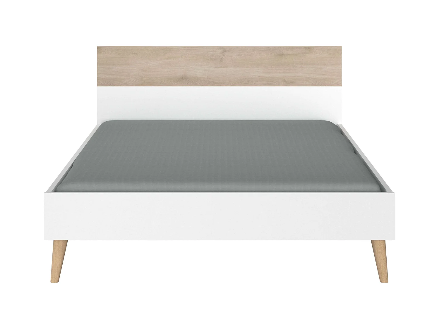 Cama de casal nórdica Osaka carvalho japonês/branco 135-140x190 cm