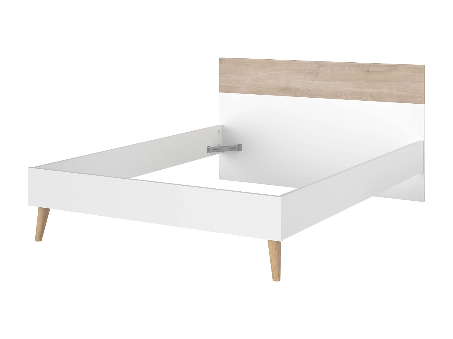 Cama de casal nórdica Osaka carvalho japonês/branco 135-140x190 cm