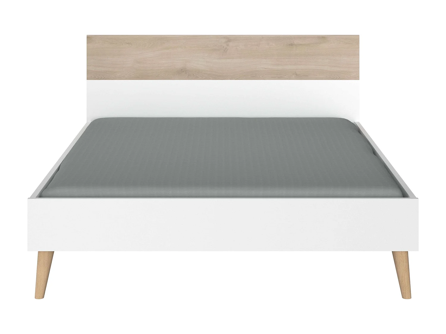 Cama de casal nórdica Osaka carvalho japonês/branco 135-140x190 cm