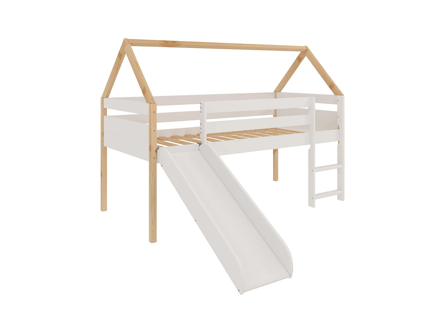 Lit enfant toboggan Carnival White et Cambrian Oak 90x190 cm