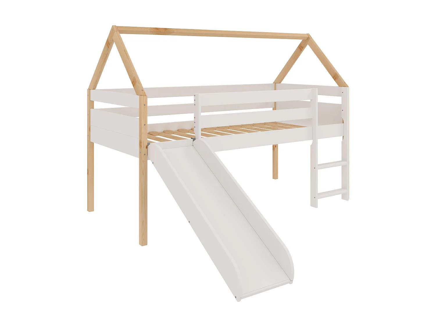 Cama Juvenil Infantil Tobogan Carnival Blanco y Roble Cambrian 90x190 cm