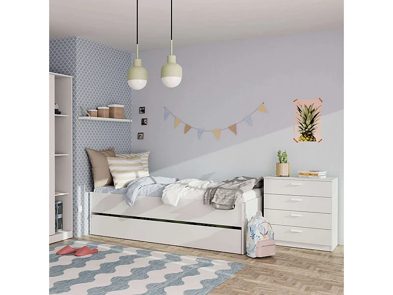 Cama Nido Terai 105x190 cm Melamina Contemporáneo Blanco