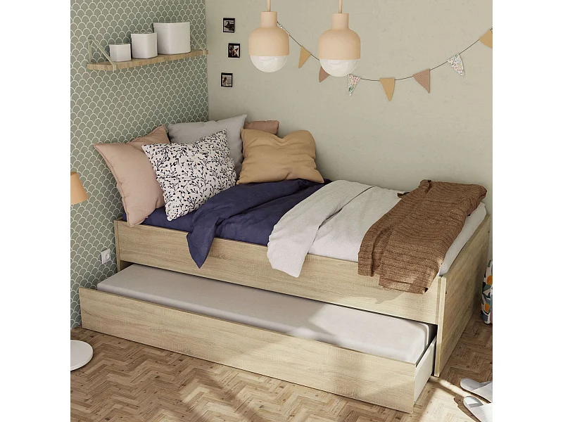 Cama Nido Juvenil Terai 105x190 cm Melamina Roble Cambrian