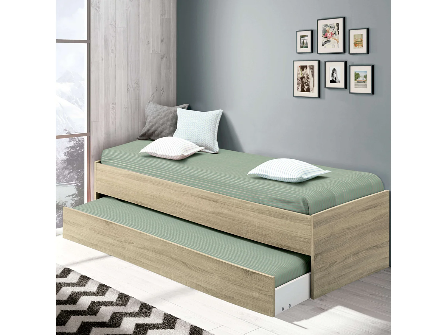 Cama Nido Juvenil Tibet 90x190 cm Melamina Roble Cambrian