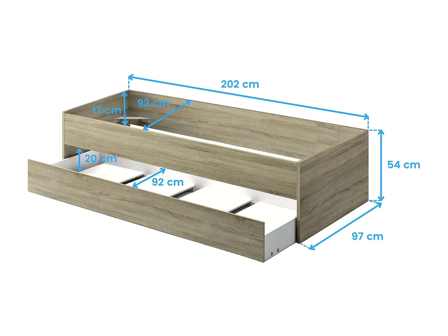 Cama Nido Juvenil Tibet 90x190 cm Melamina Roble Cambrian