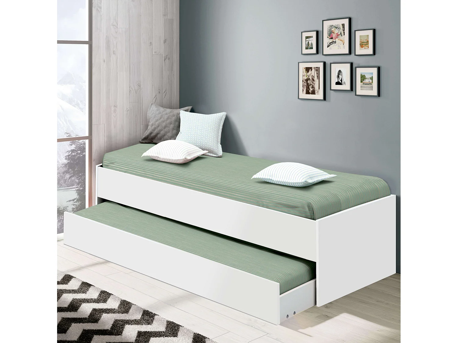 Cama Nido Juvenil Tibet 90x190 cm Melamina Contemporáneo Blanco