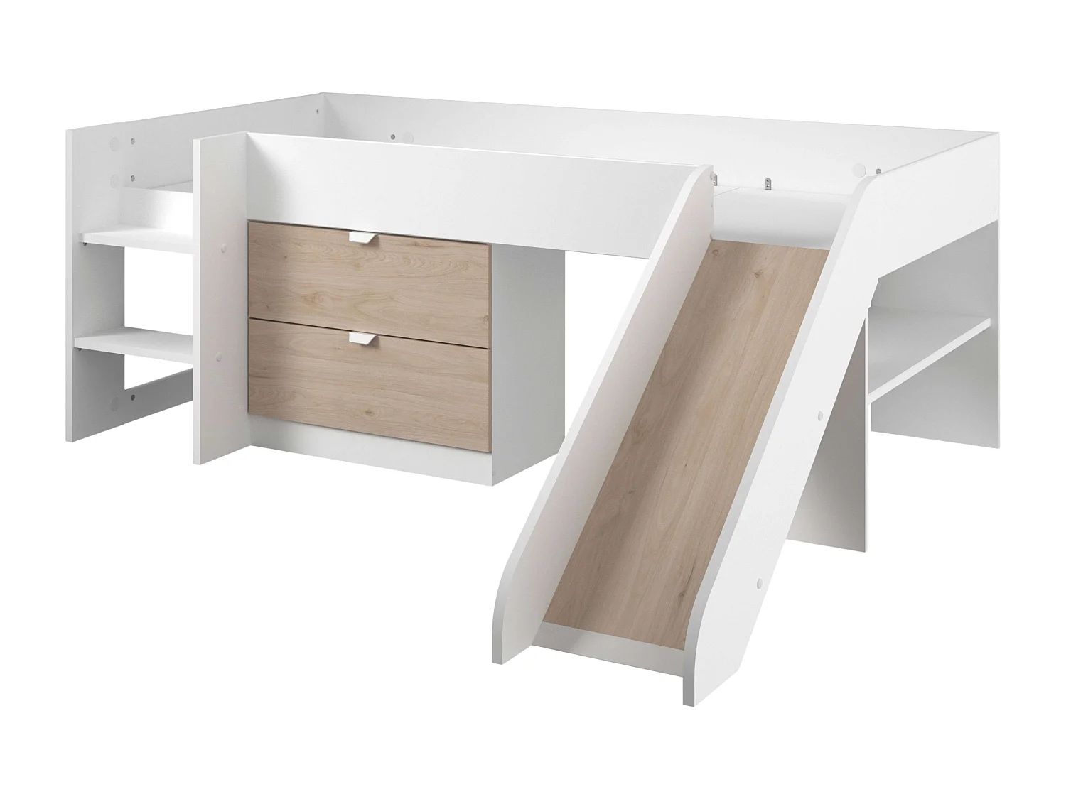 Cama Happy Melamina 78x204x184 cm - Roble/Blanco