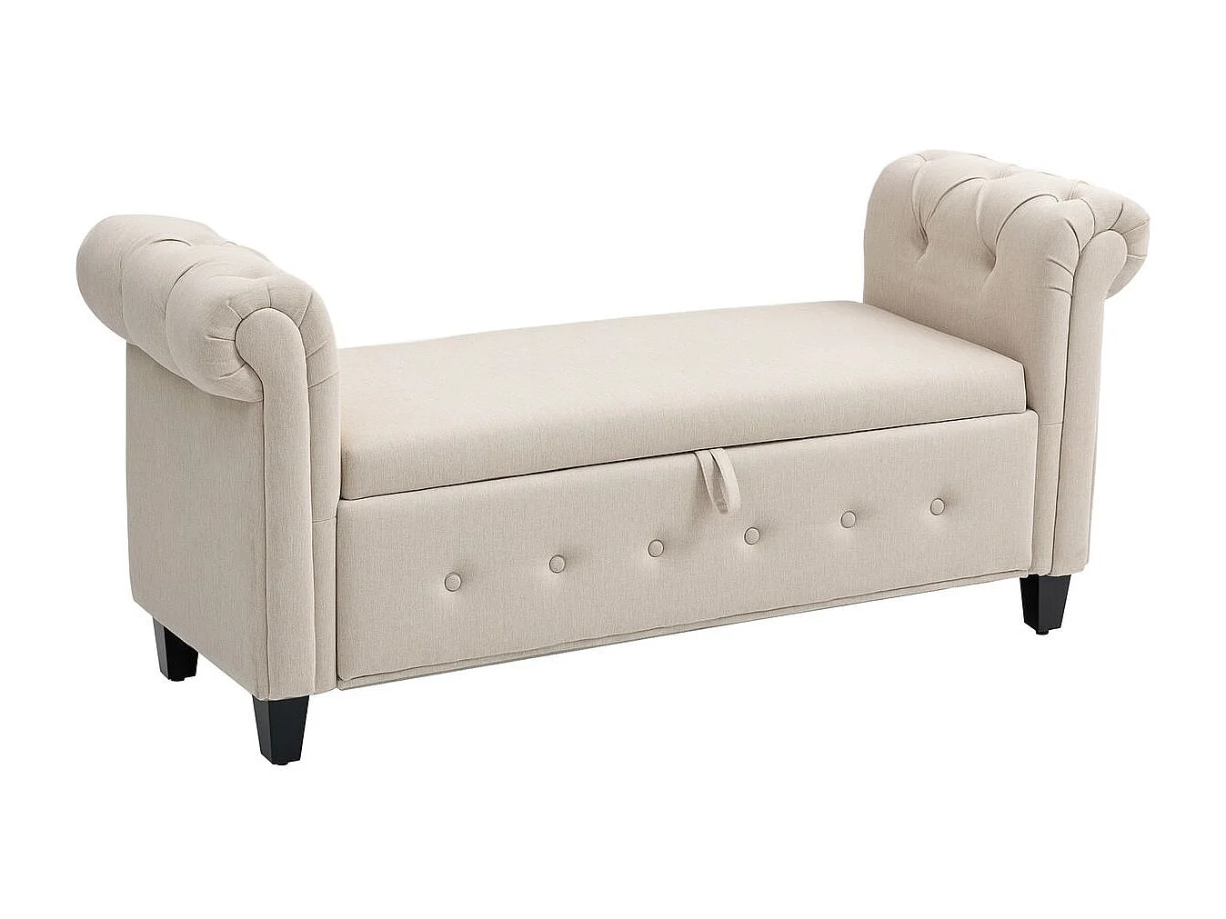 Banco de almacenaje Velmara Homcom con reposabrazos beige 74,5x146,5x49 cm