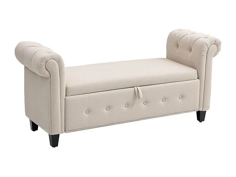Banco de almacenaje Velmara Homcom con reposabrazos beige 74,5x146,5x49 cm