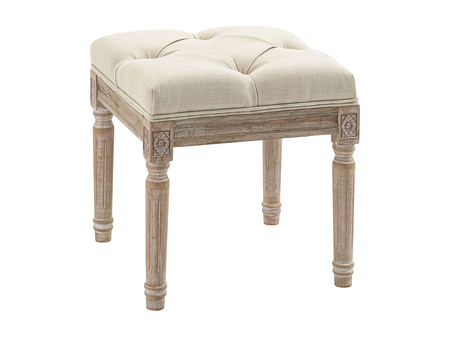 Reposapiés Castillo Homcom capitoné acolchado beige 43x40x40 cm