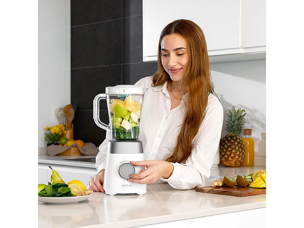 Batidora de vaso Cecotec Power Black Titanium 1300MAX 1300W 2 velocidades blanco 1,5L