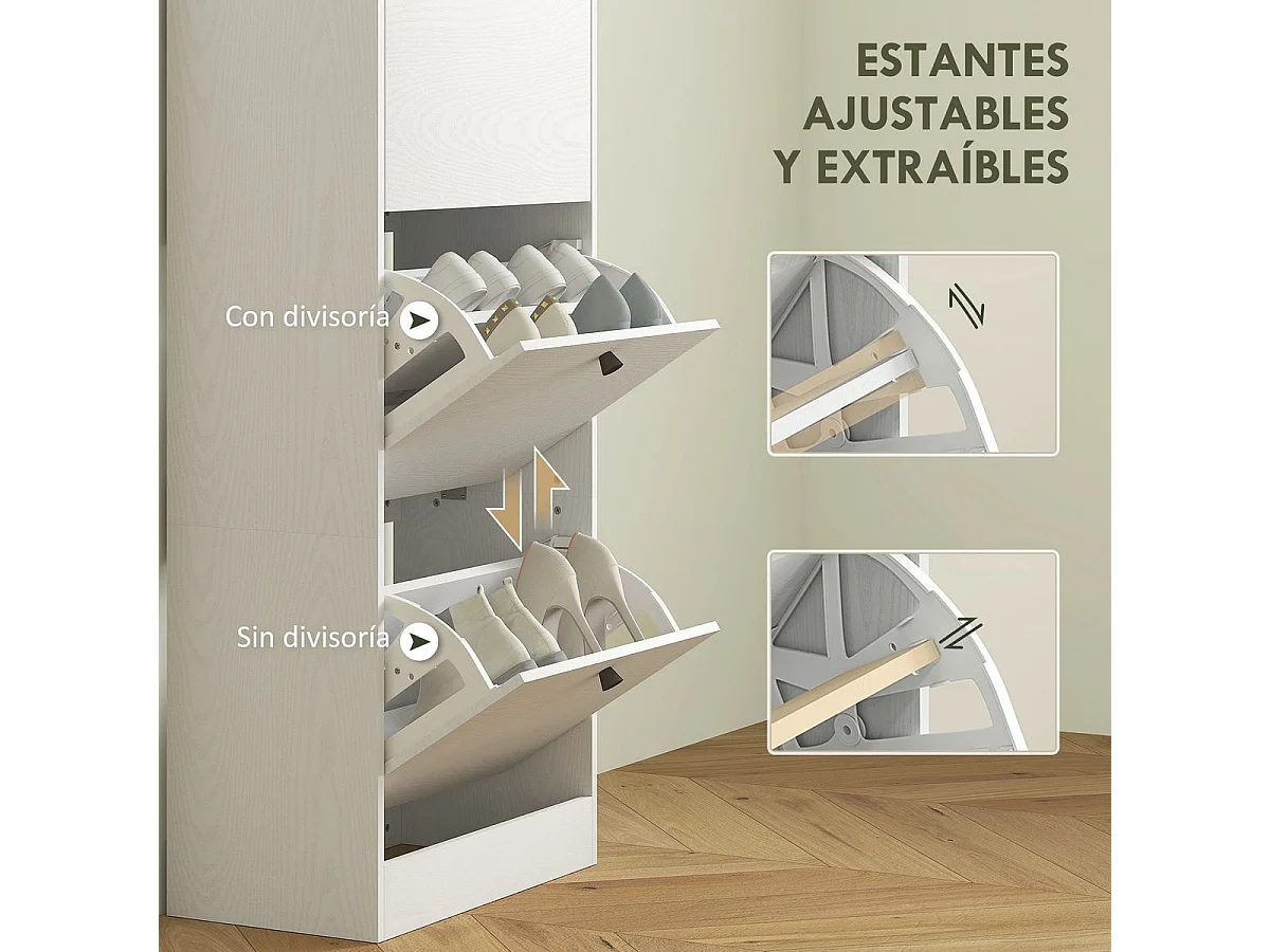 Zapatero Emue Homcom de 3 cajones blanco 115x47x28 cm