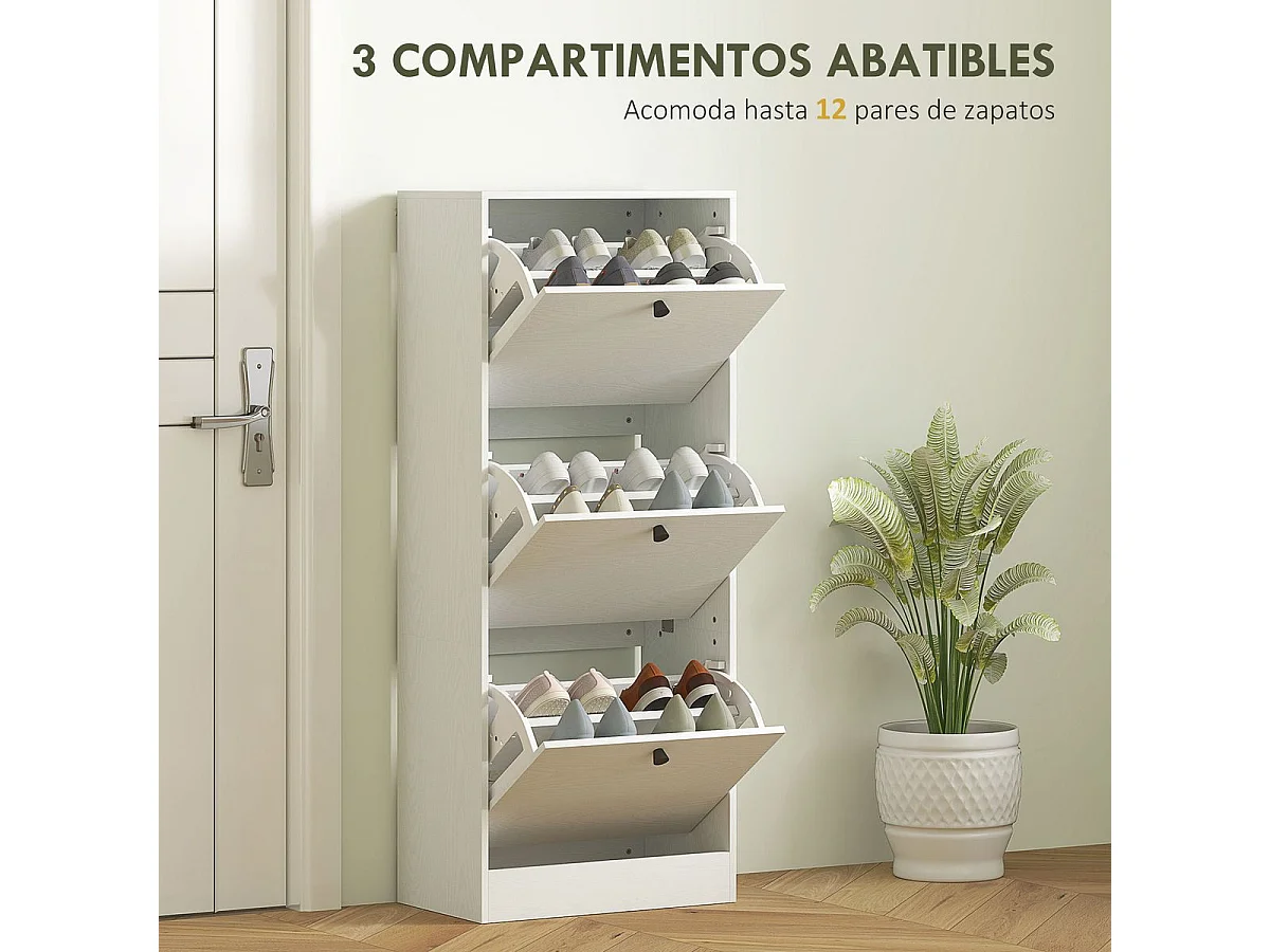Zapatero Emue Homcom de 3 cajones blanco 115x47x28 cm