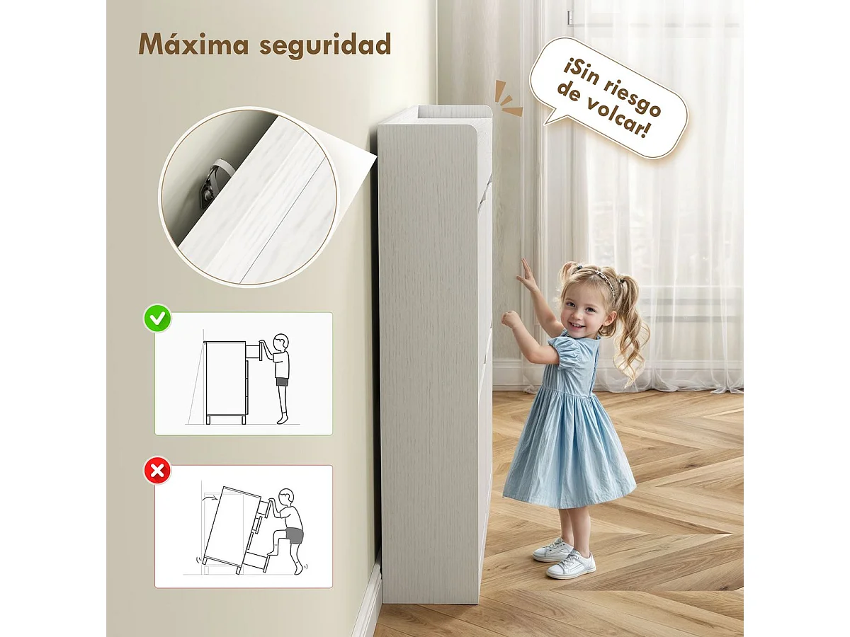 Zapatero Halo Homcom 4 puertas abatibles con 2 cajones blanco 95,3x98x19,2 cm