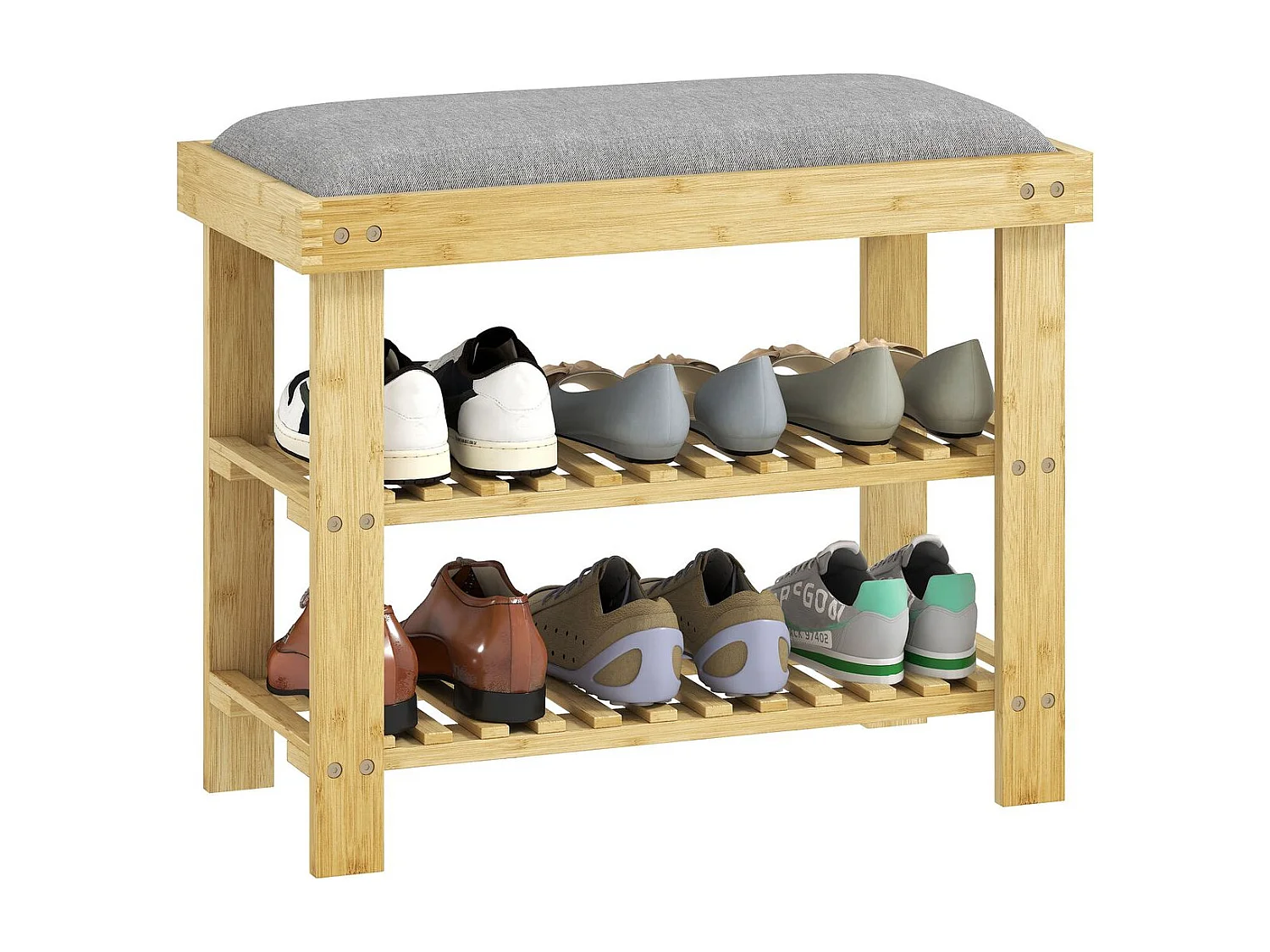 Banco zapatero Flower Homcom 6 pares 2 niveles con cojín gris 49x60x29 cm