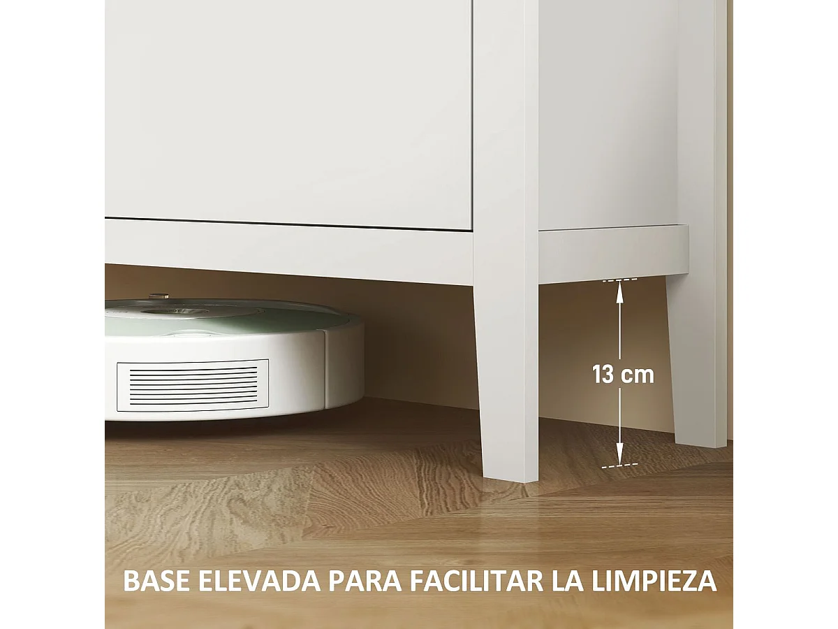 Schmale Schuhablage für den Eingangsbereich mit 4 Klappschubladen – 105 x 24 x 95,5 cm – Weiß