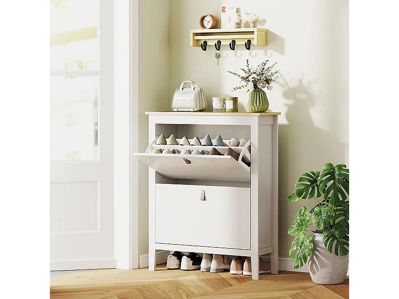 Zapatero Emile Homcom 2 compartimentos blanco 95,5x80x24 cm