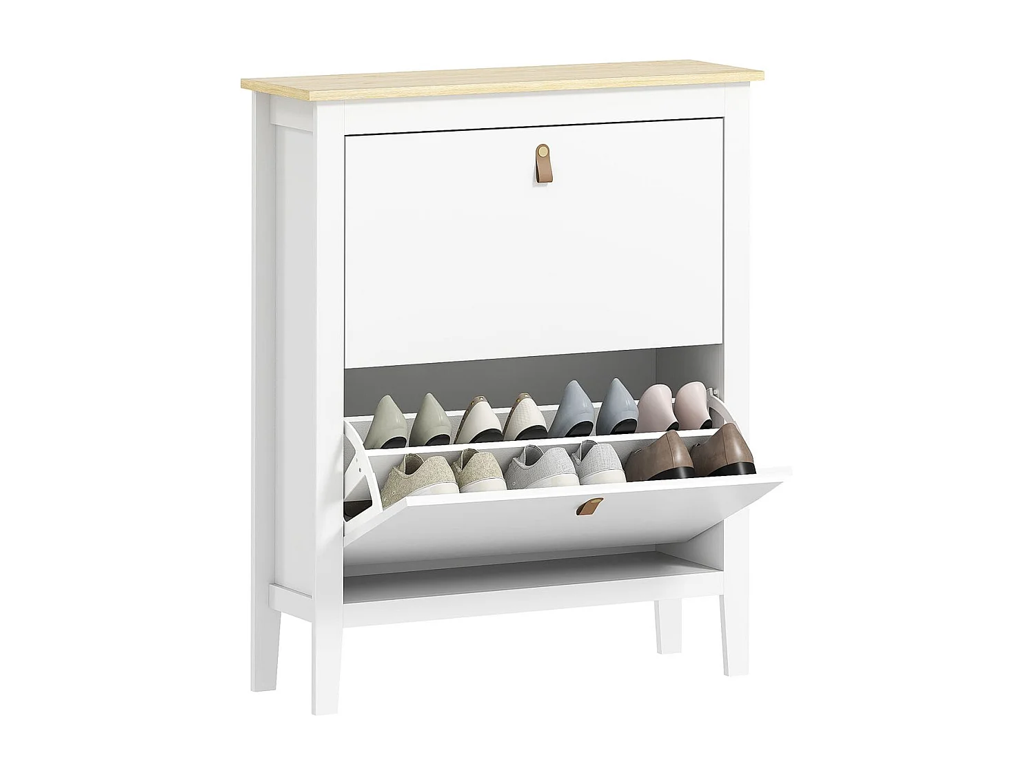 Zapatero Emile Homcom 2 compartimentos blanco 95,5x80x24 cm