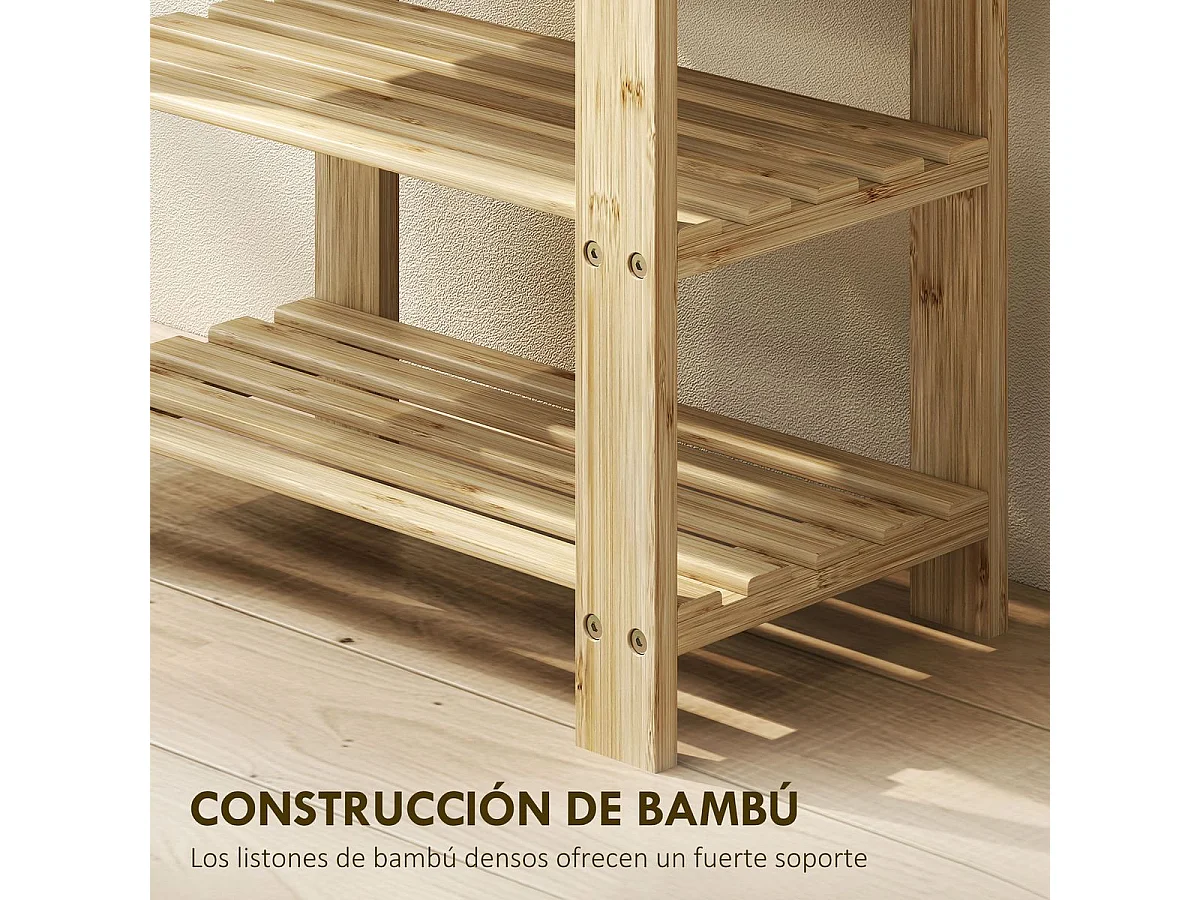 Banco zapatero Tarde Homcom 2 estantes natural 45x50x28 cm