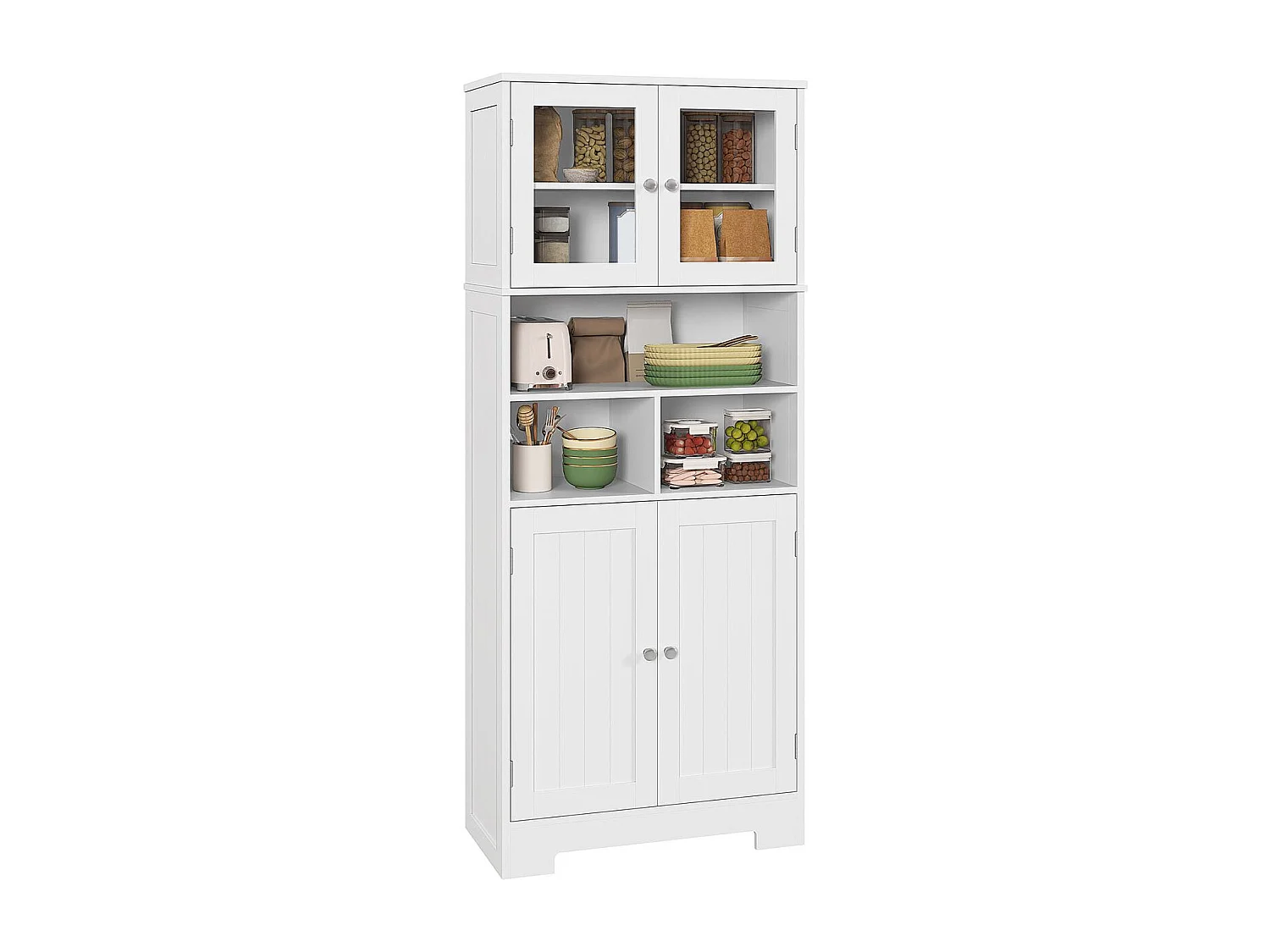 Alacena Everest Homcom con puertas de cristal blanco 145,5x30x60  cm