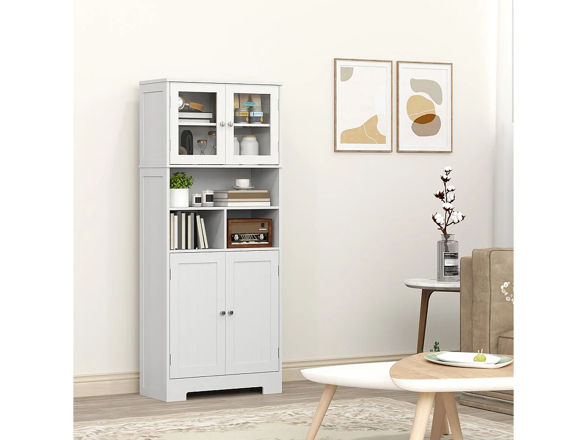 Alacena Everest Homcom con puertas de cristal blanco 145,5x30x60  cm