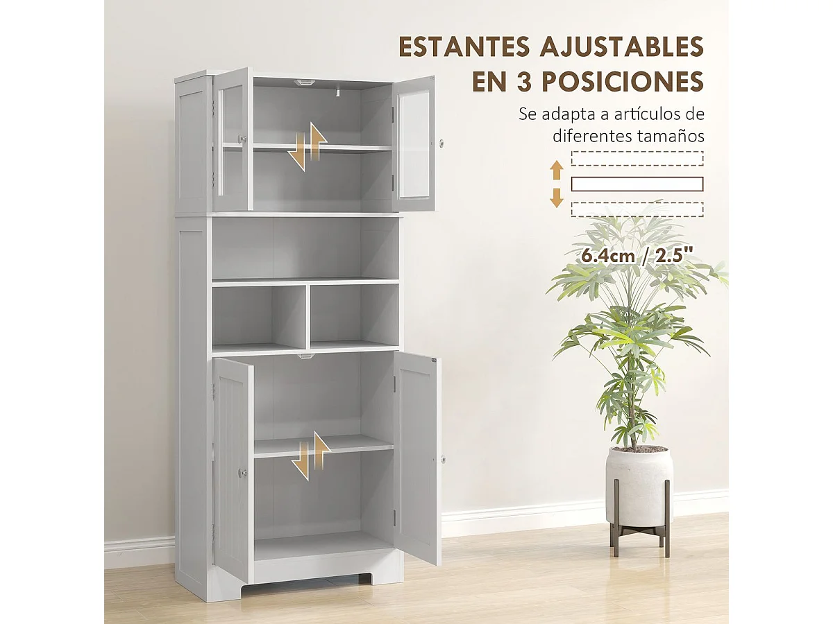 Alacena Everest Homcom con puertas de cristal blanco 145,5x30x60  cm