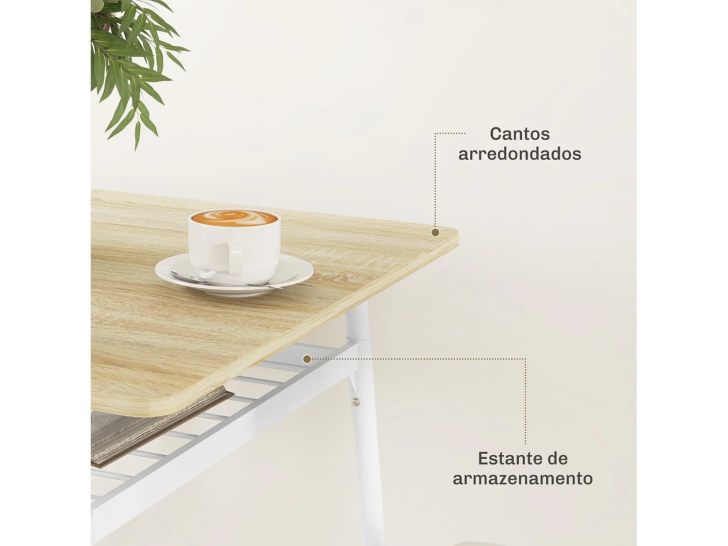 Conjunto de terraza Ribio Homcom 2 sillas y mesa blanco/natural