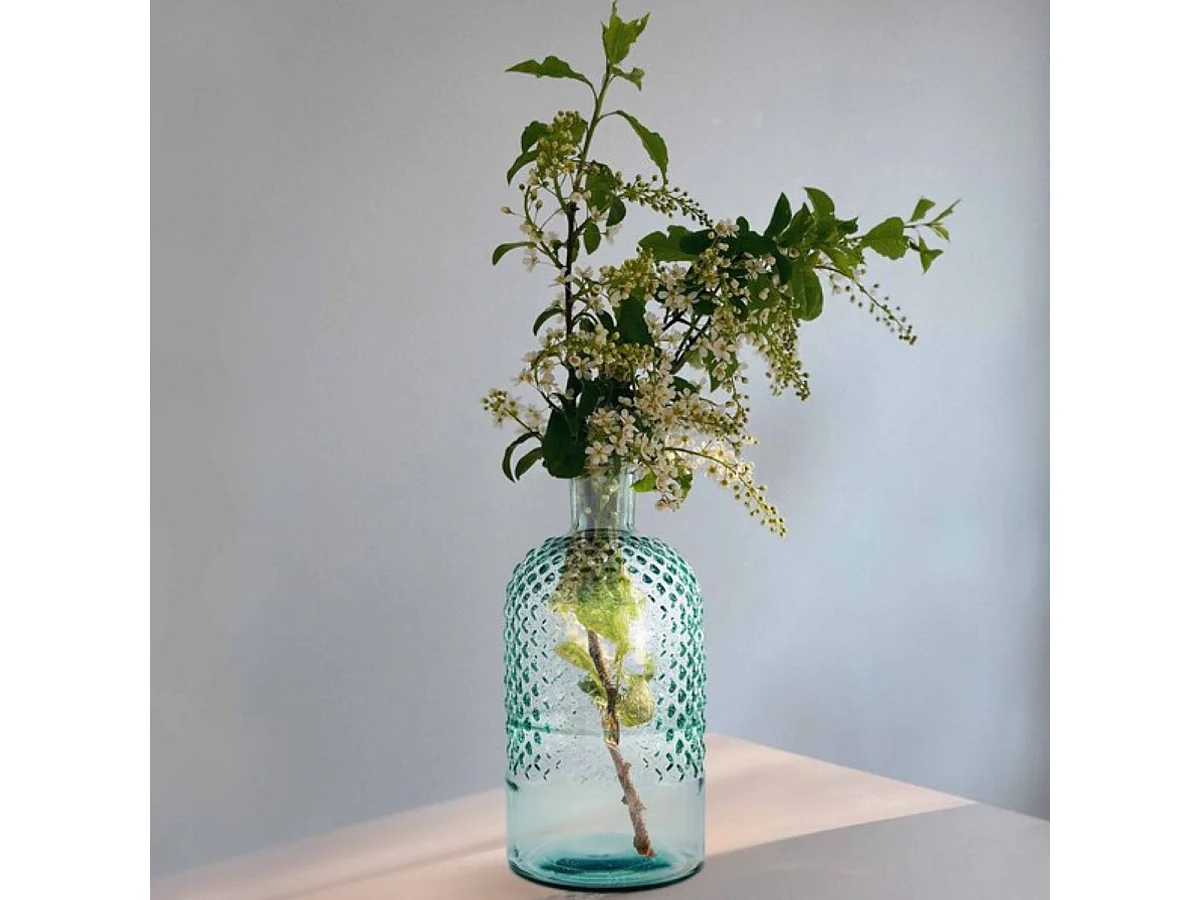 Jarrón con relieve azul Ø12 x 23 cm