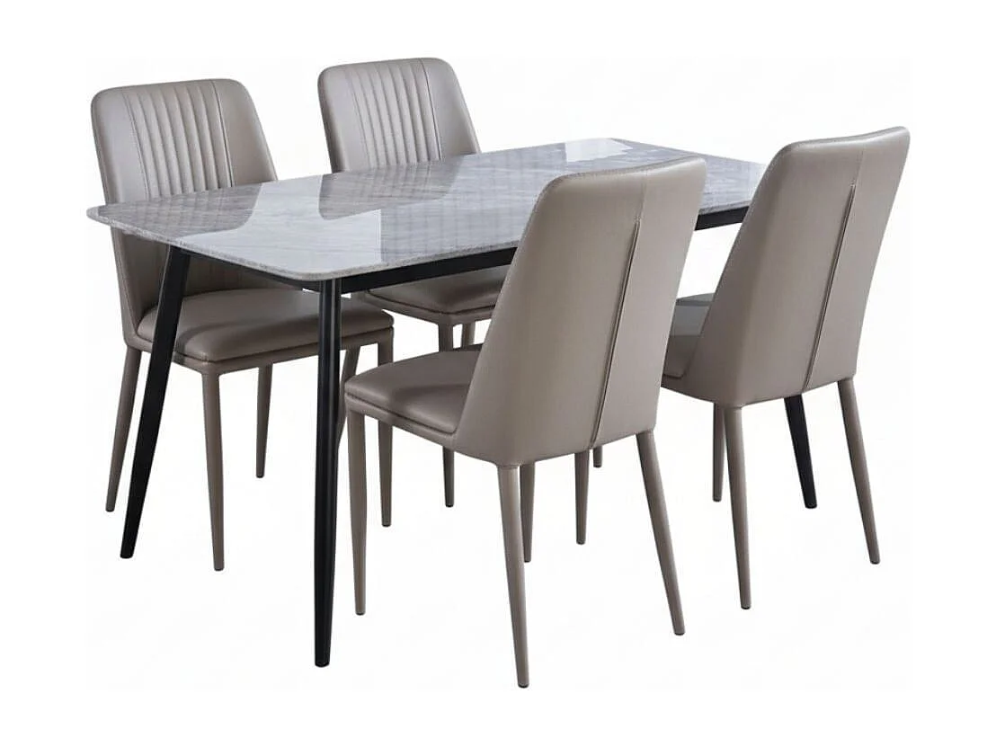 Conjunto de comedor mesa Sander + 4 sillas Rowena marrón claro