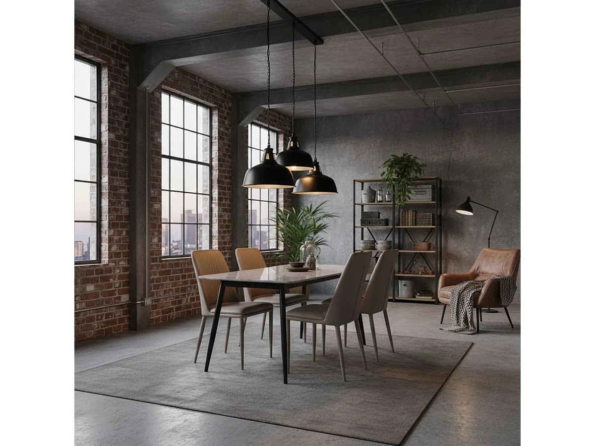 Conjunto de comedor mesa Sander + 4 sillas Rowena marrón claro