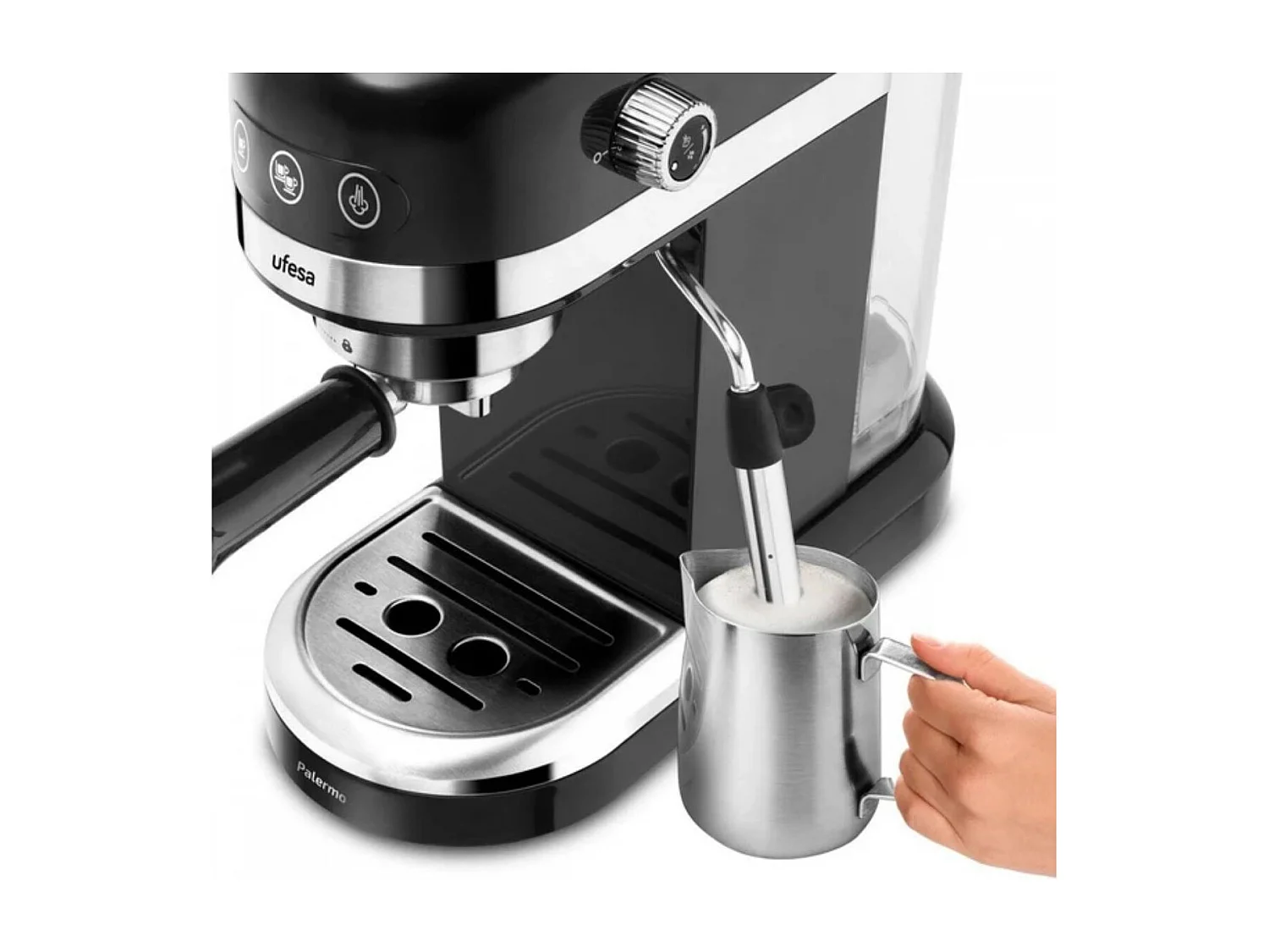 Cafetera espresso Ufesa Palermo 1350W 1,4L panel táctil 2 tazas negro